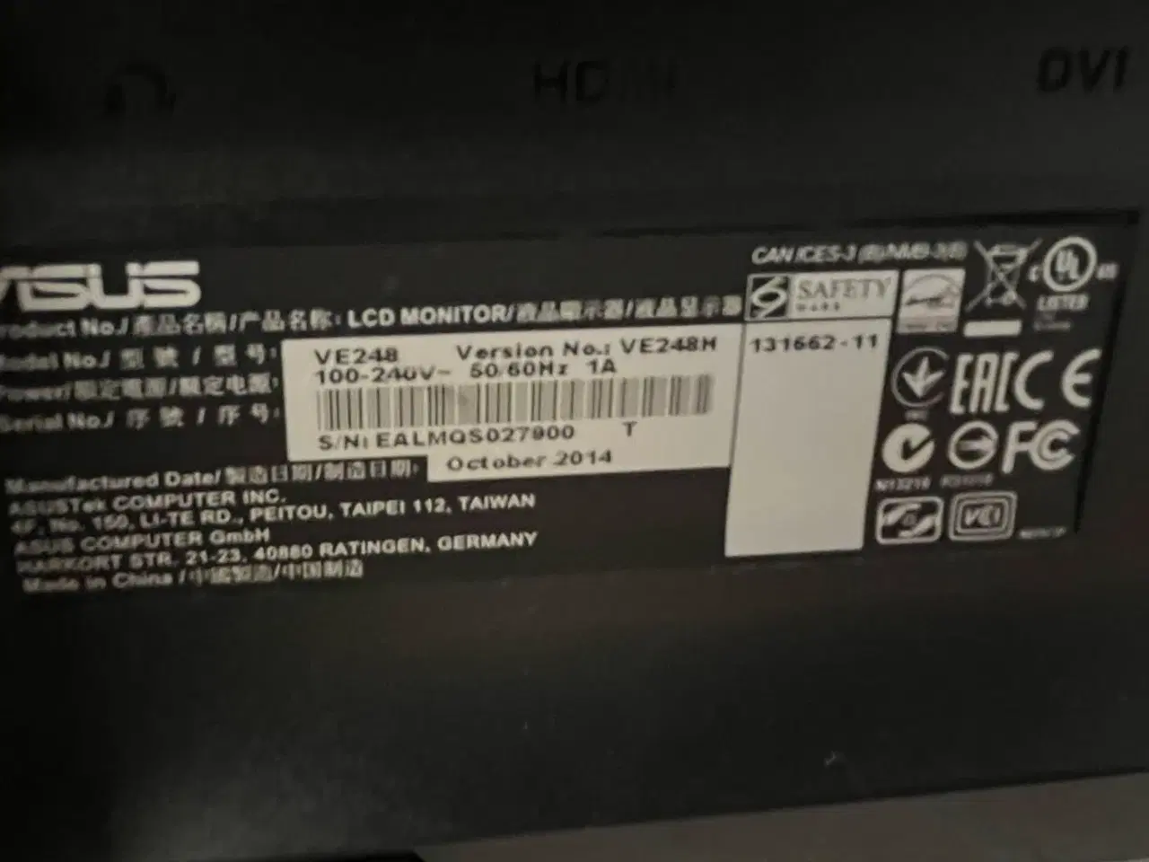 Billede 2 - Skærm ASUS VE248