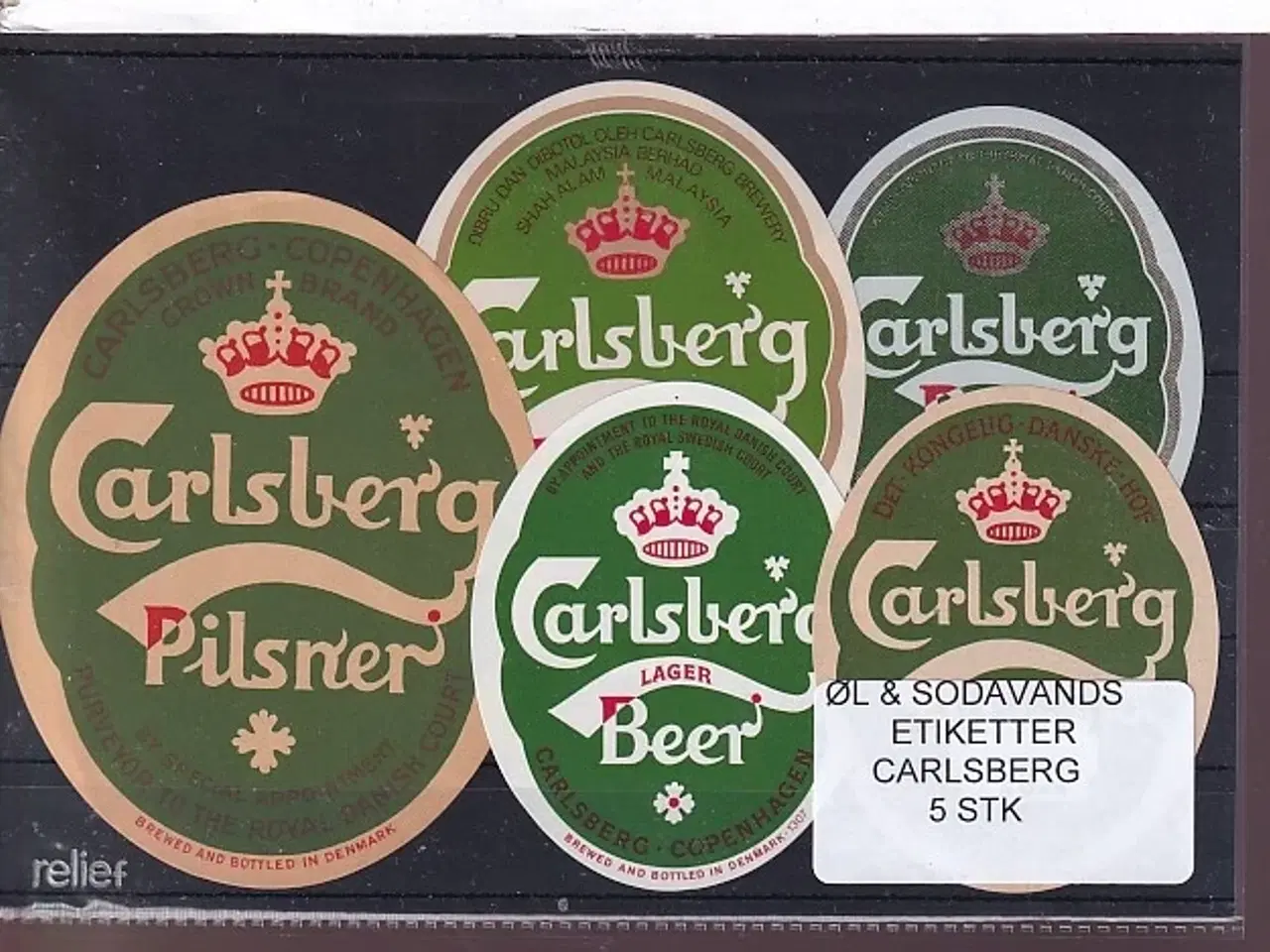 Billede 1 - Øl og Sodavands Etiketter - Carlsberg - 5 Stk.