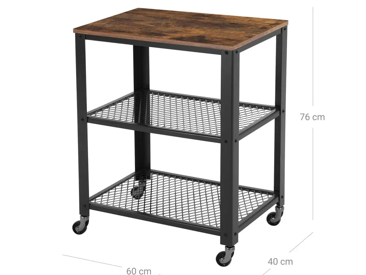 Billede 7 - Rullebord til køkken og stue – VASAGLE industrielt serveringsbord, rustik brun