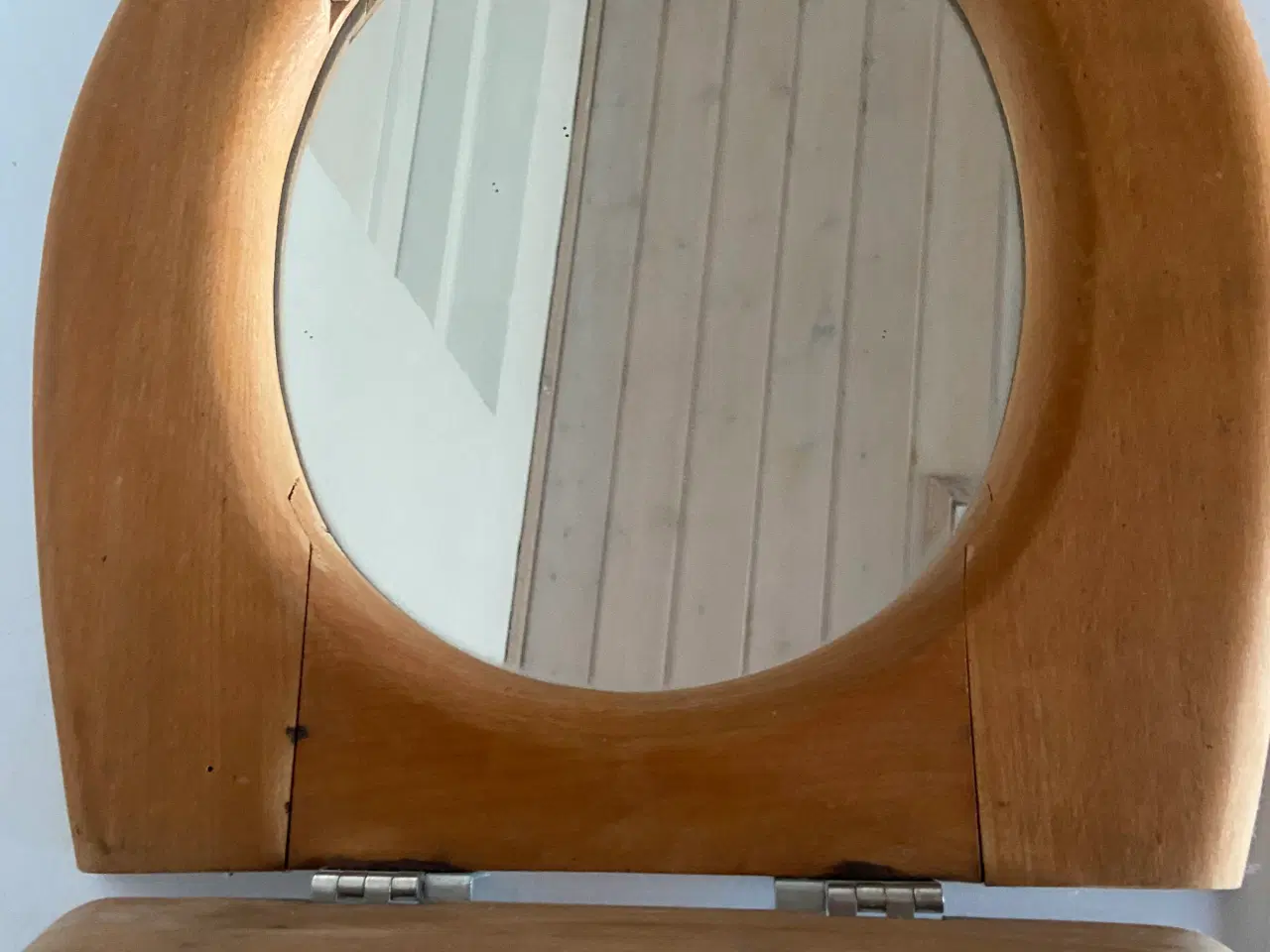 Billede 1 - Træ toiletbræt med spejl