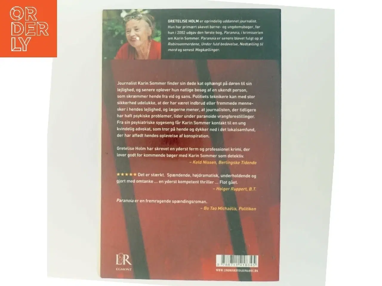 Billede 3 - Paranoia : kriminalroman af Gretelise Holm (f. 1946) (Bog)