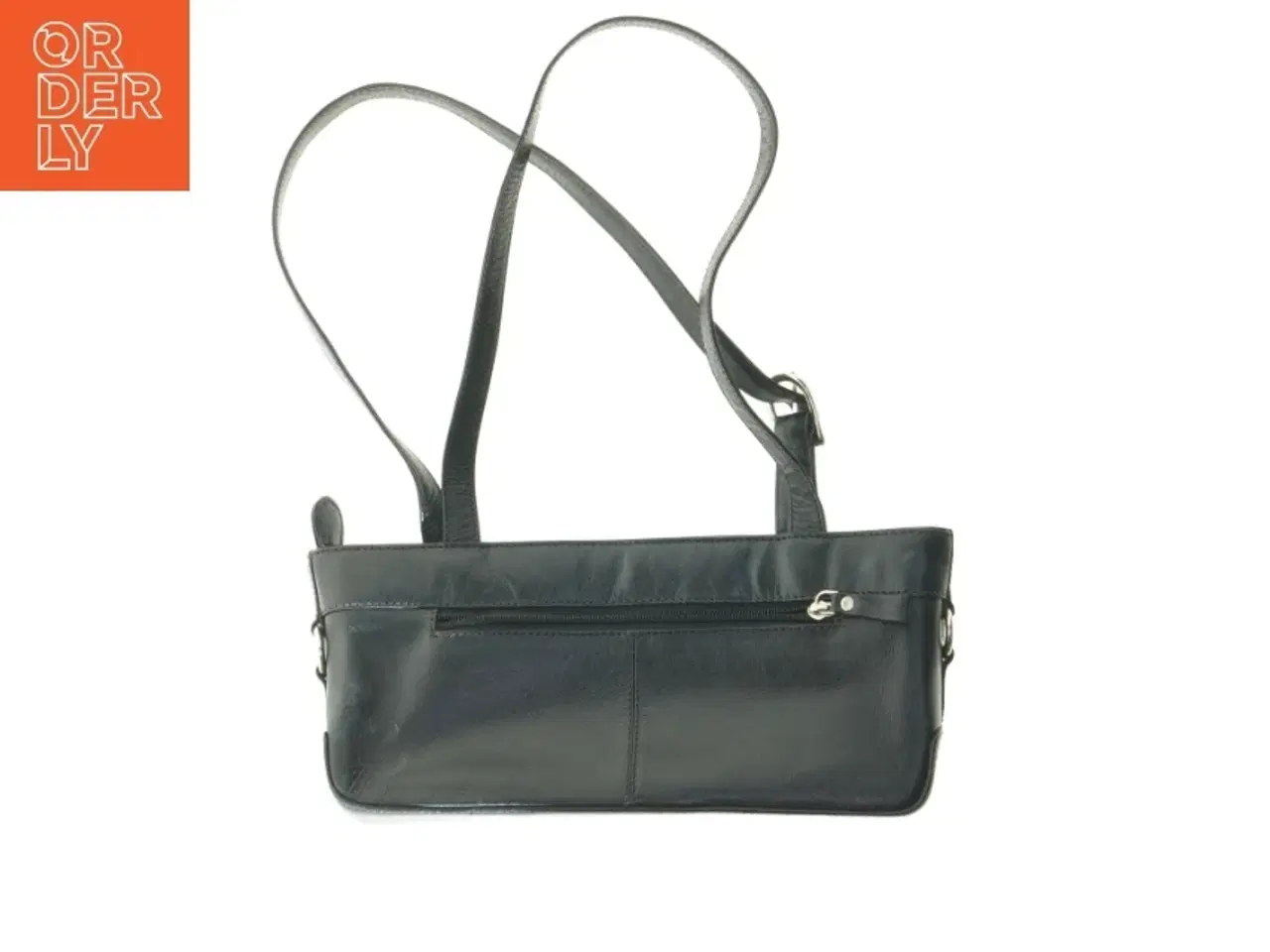 Billede 4 - Sort læder skuldertaske (str. 14x29x8 cm)