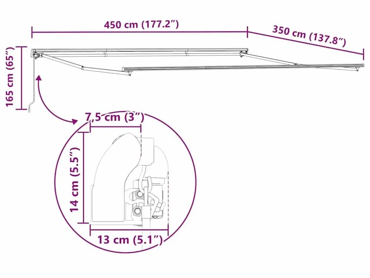 Billede 10 - Markise Antracit 4,5 × 3,5 m Metal