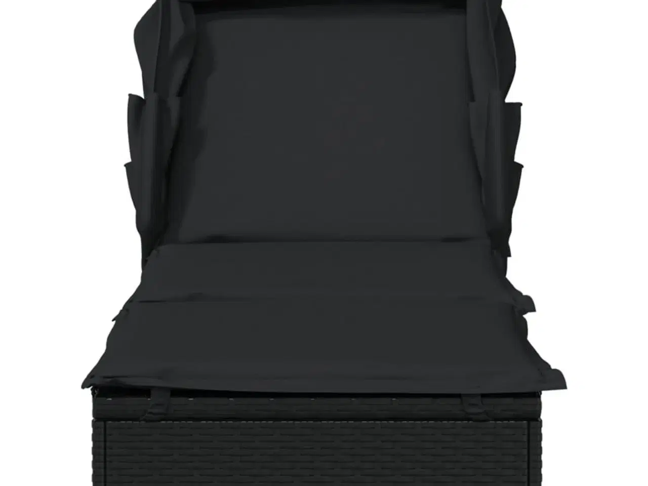 Billede 5 - Liggestol med foldbart tag 213x63x97 cm polyrattan sort
