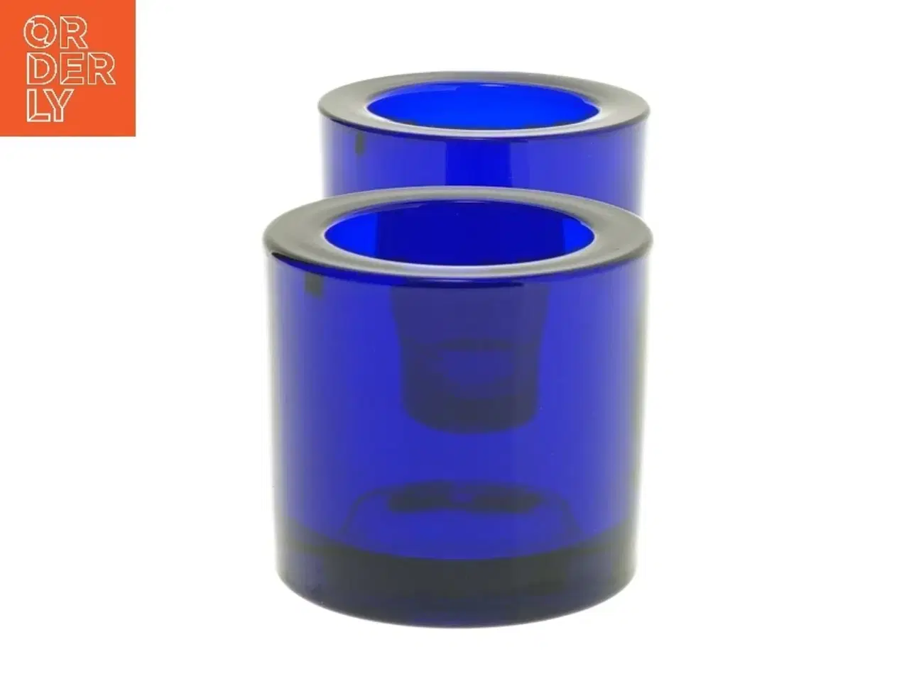 Billede 2 - Blå glas lysestager fra Marimekko (str. Ø 6,5xh6 cm)