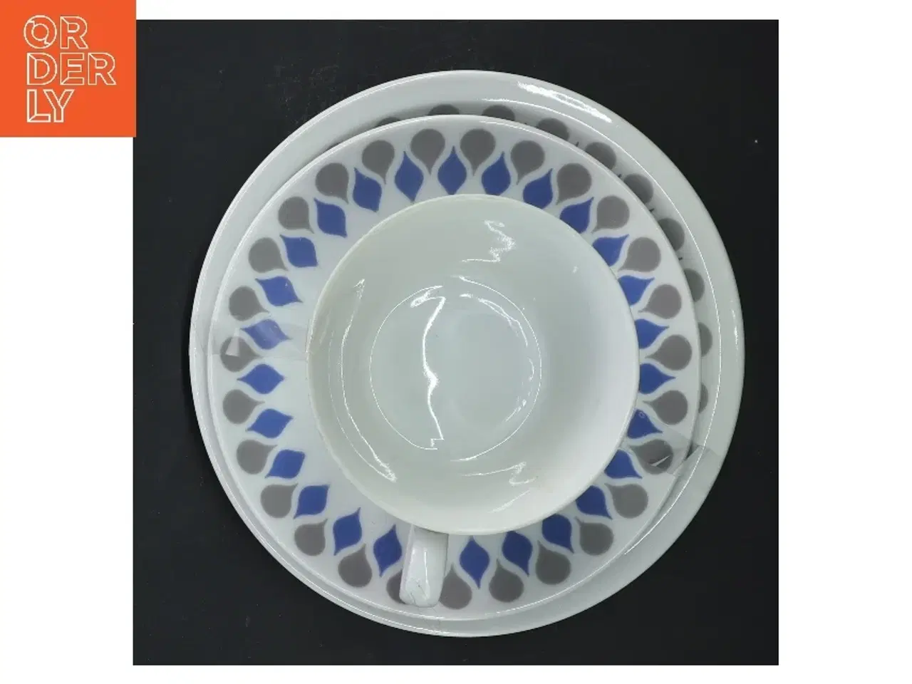 Billede 3 - Blå dråbe Porcelæn tekop og tallerken sæt (str. 10-18 cm)