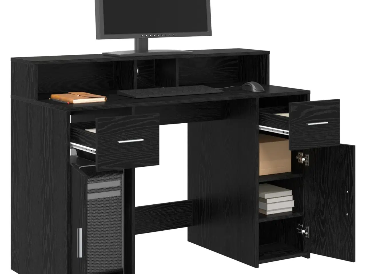 Billede 2 - Bord med skuffe Sort eg 120 x 55 x 91 cm Konstrueret træ