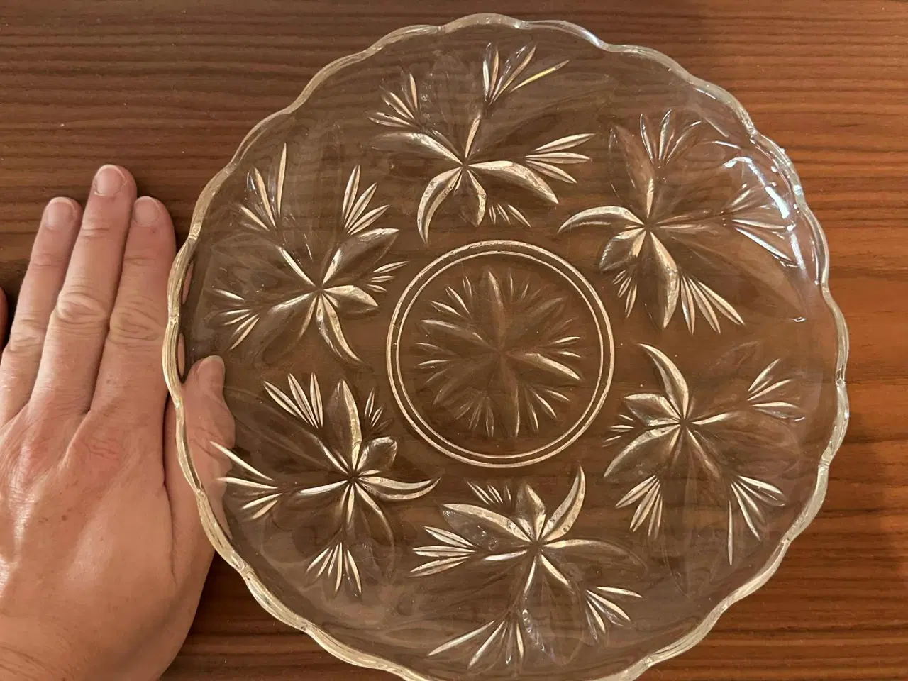 Billede 4 - Vintage glastallerken / serveringsfad – blomster- 