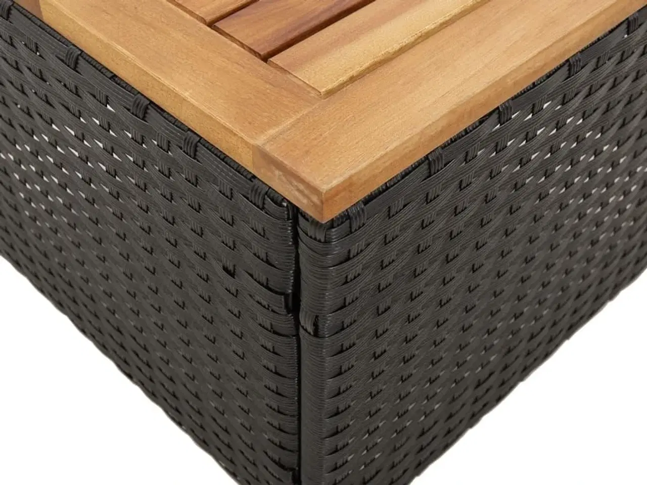 Billede 8 - Havebord 45x45x37 cm polyrattan og akacietræ sort