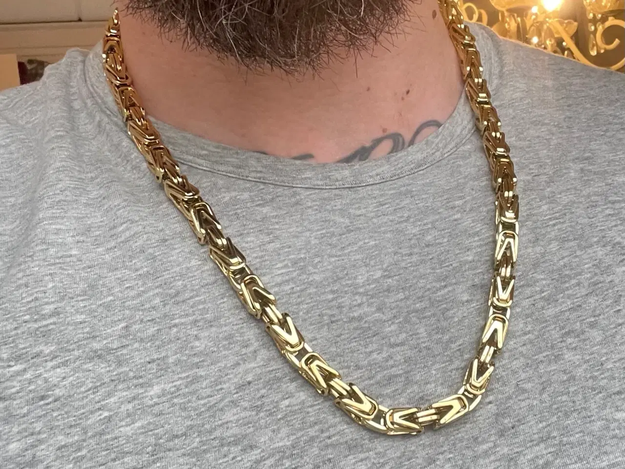 Billede 1 - 8mm goldfilled firkantet kongekæde 