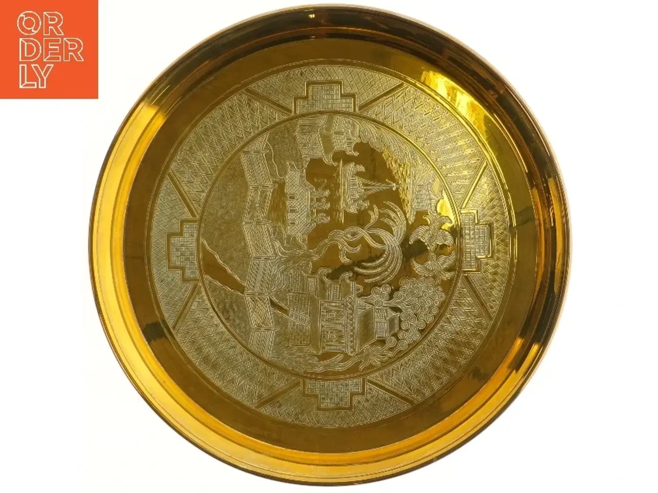 Billede 1 - Kinesisk dekoreret guldtallerken (str. Ø 41 cm)