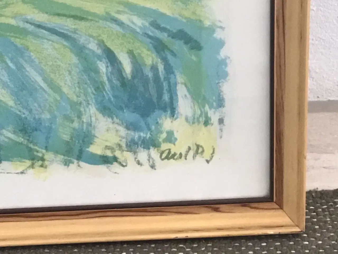 Billede 2 - Original- Akvarel med pastel af Axel p j i ramme