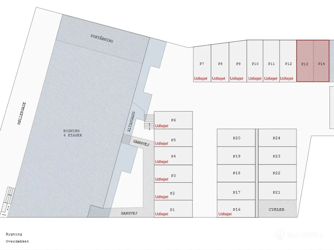 Billede 3 - Overdækkede parkeringspladser i Svendborg midtby – med adgang via Hulgade og mulig fremtidige ladestandere til elbiler!