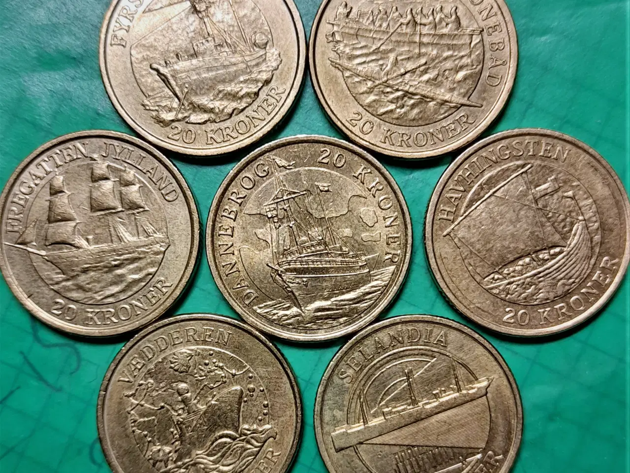 Billede 1 - SKIBSMØNTER 20 KR KRONE 2007 - 2011 FORSKELLIGE