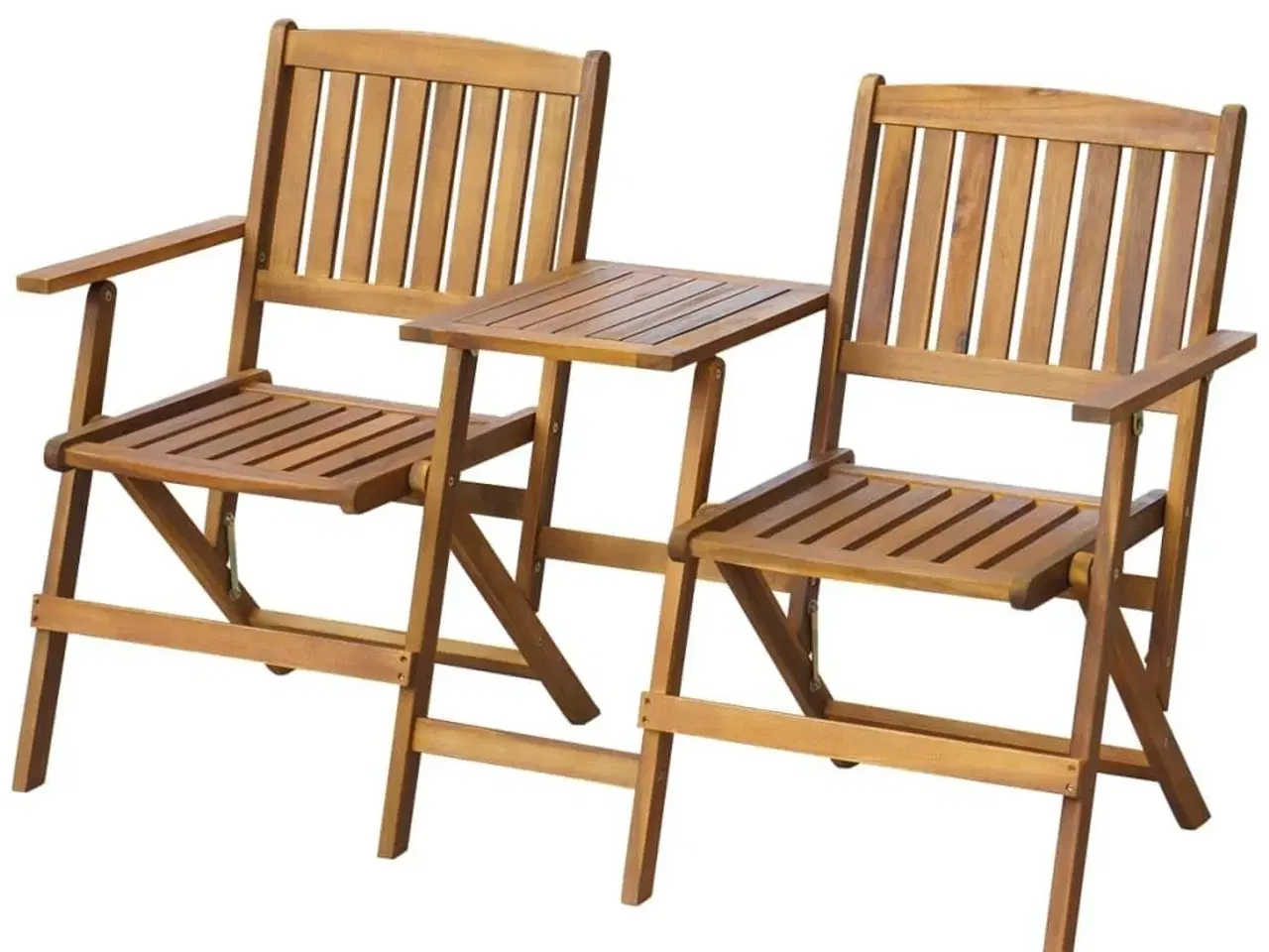 Billede 1 - Foldbar havebænk med tebord 140 cm massivt akacietræ
