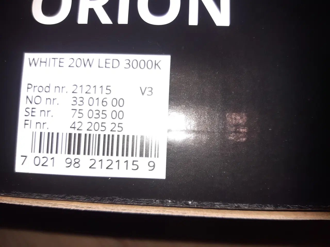 Billede 3 - Lampe Orion Mat-Hvid 20w Led  Sælges