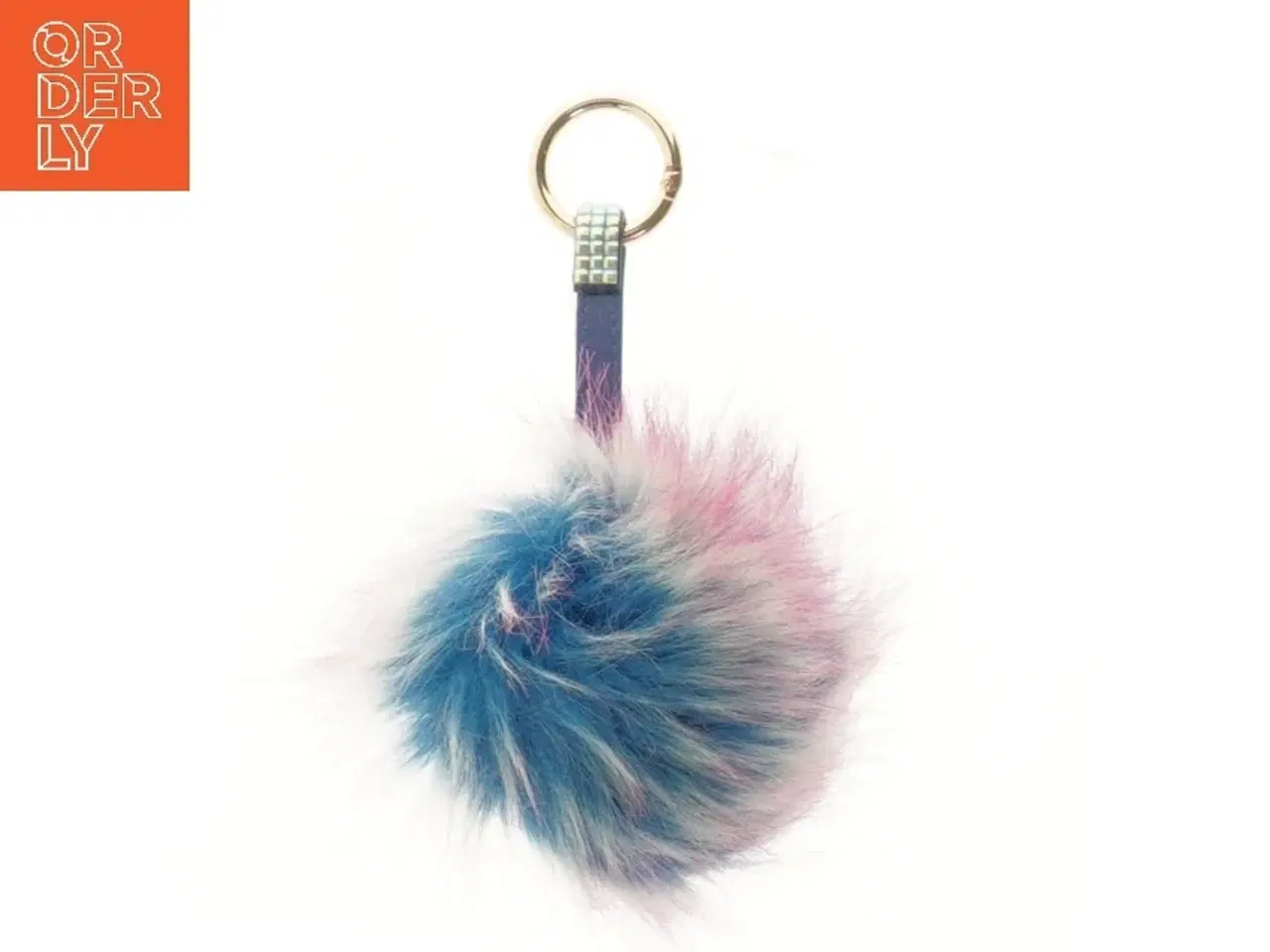 Billede 2 - Pels nøglering med stof rem (str. Ø 10 cm)