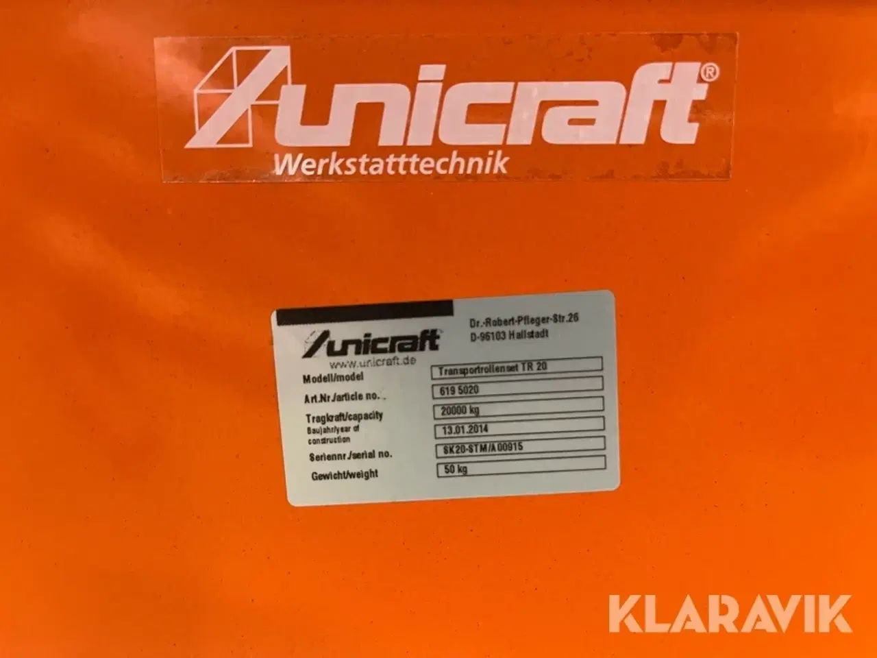 Billede 3 - Transport rullesæt Unicraft Tr20