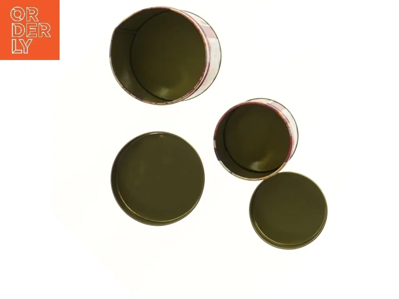 Billede 4 - Sæt af dekorerede metalbeholdere (str. Ø 9,5x13 og Ø 8x10 cm)