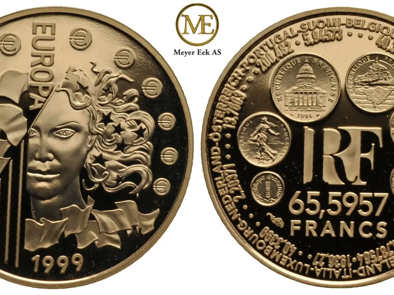 Billede 1 - Guld mønt Frankrike.8,45 gr. (920) Proof, , 1999