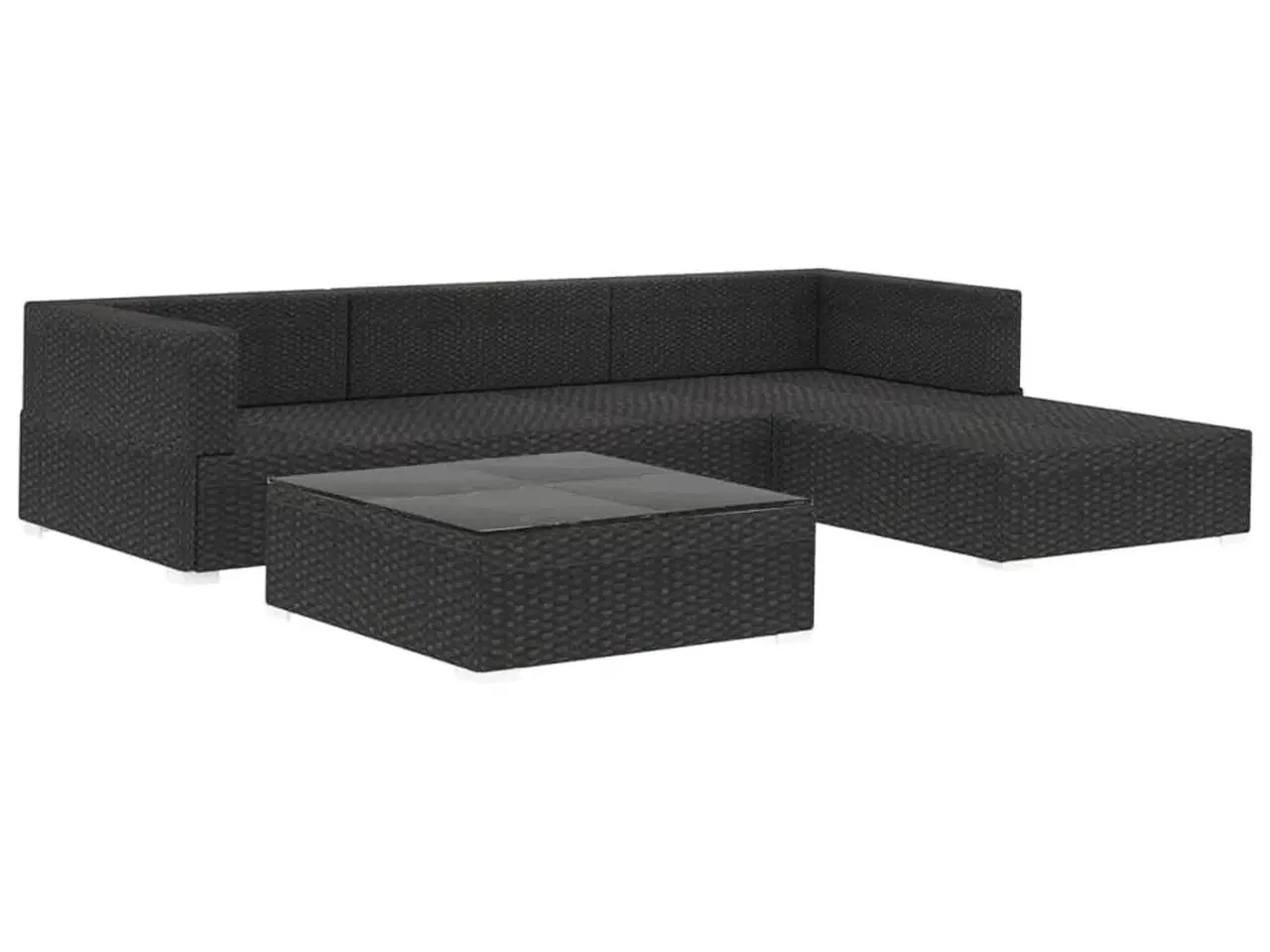 Billede 3 - Haveloungesæt 5 dele med hynder polyrattan sort