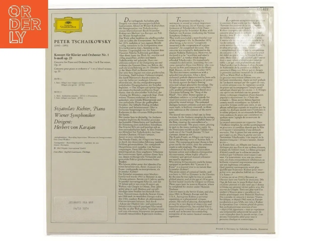 Billede 2 - Tchaikovsky Klaverkoncert Nr. 1 vinyl