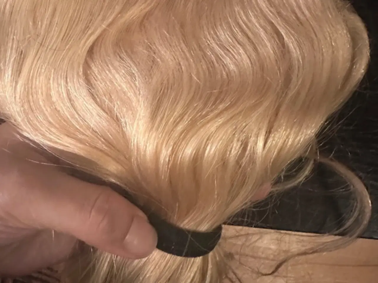 Billede 5 - Ægte beige blond hår, hår extensions 45cm