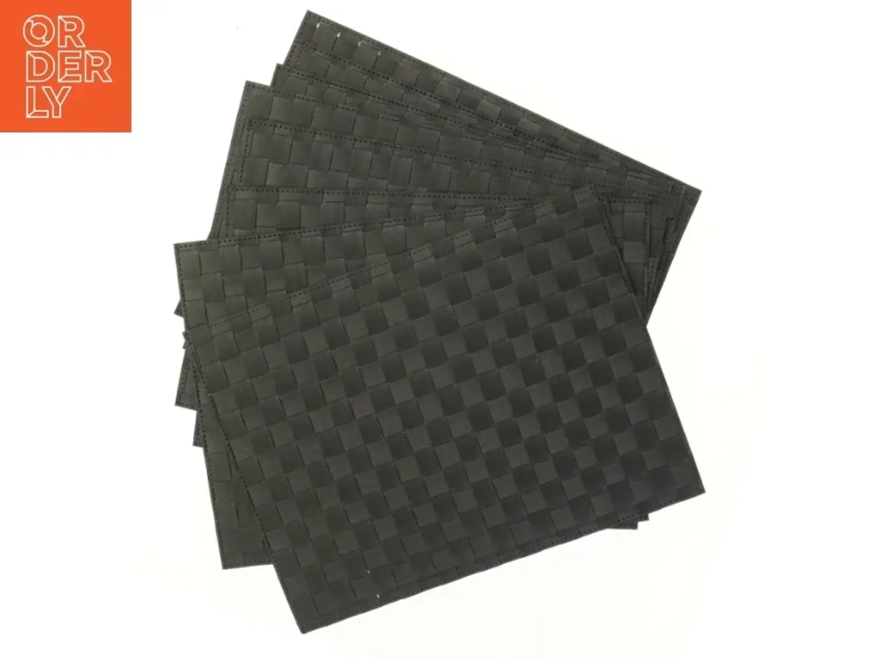 Billede 2 - Sæt med 8 sorte dækkeservietter i flet (40,5x30,5 cm)
