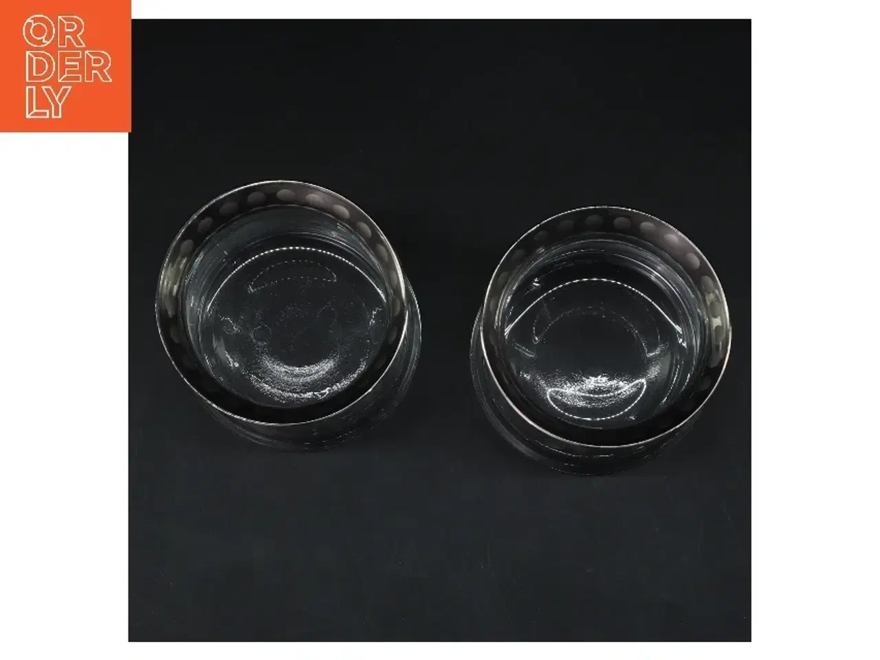 Billede 3 - Glas vaser med metal bånd fra Lene Bjere (str. Ø 9 cm længde 9 cm)