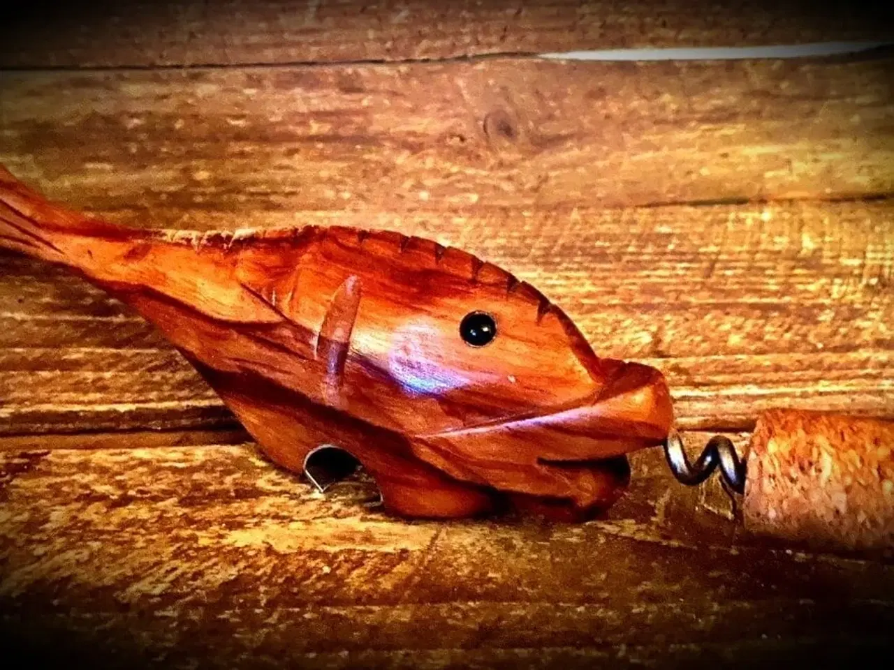 Billede 1 - * Fiske-oplukker/proptrækker - i teaktræ