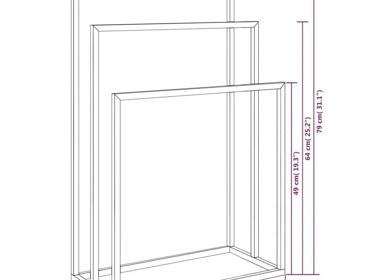 Billede 7 - Fritstående håndklædeholder 48x24x79 cm jern hvid