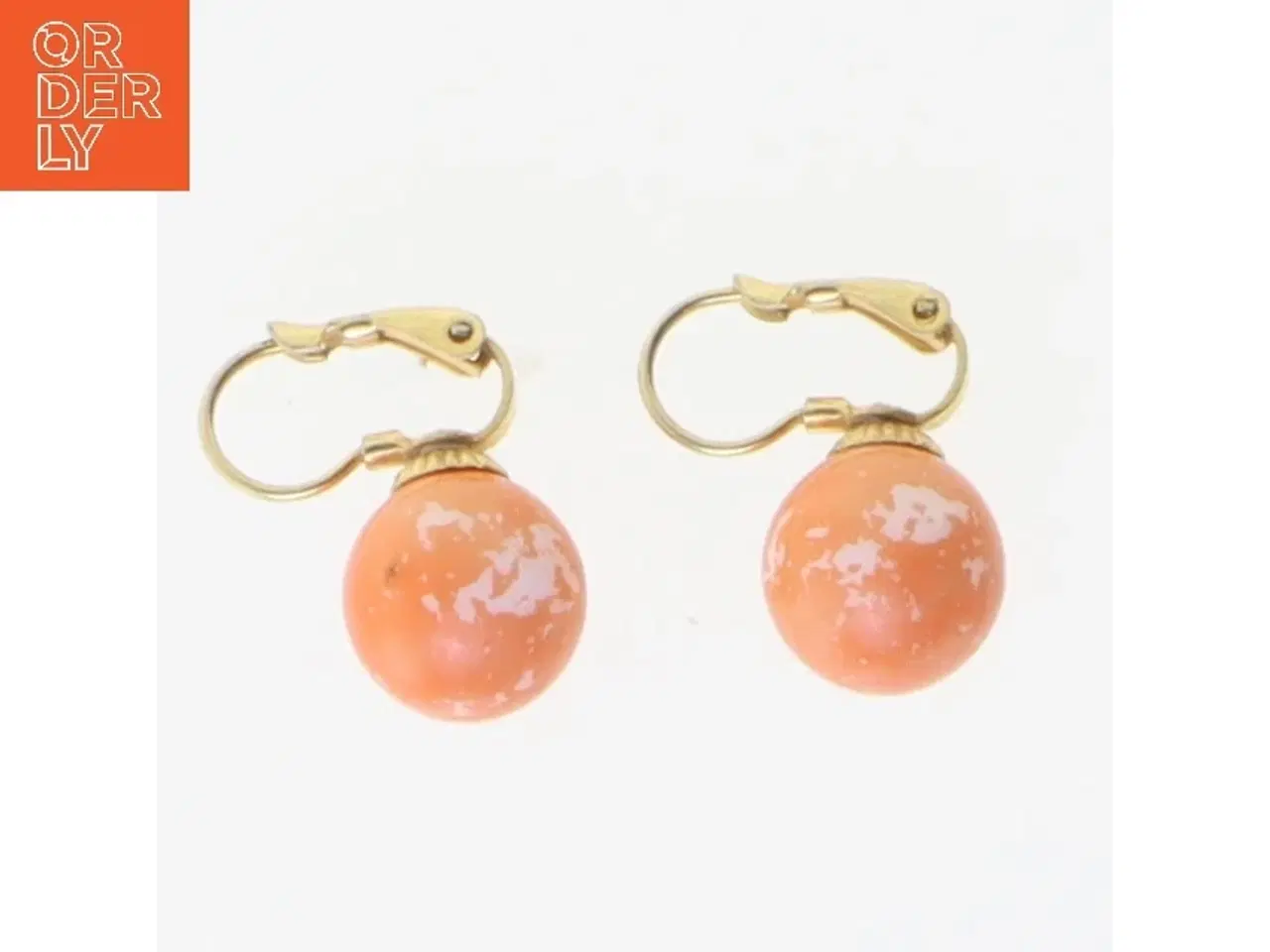 Billede 2 - Øreringe med orange kugle (str. 2 cm)