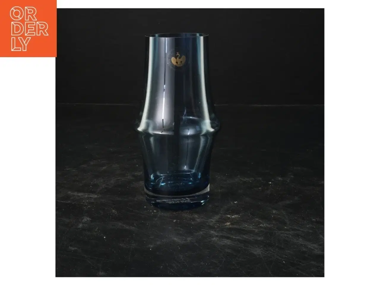 Billede 1 - Blå glasvase fra Holmegaard (str. 15x8 cm)