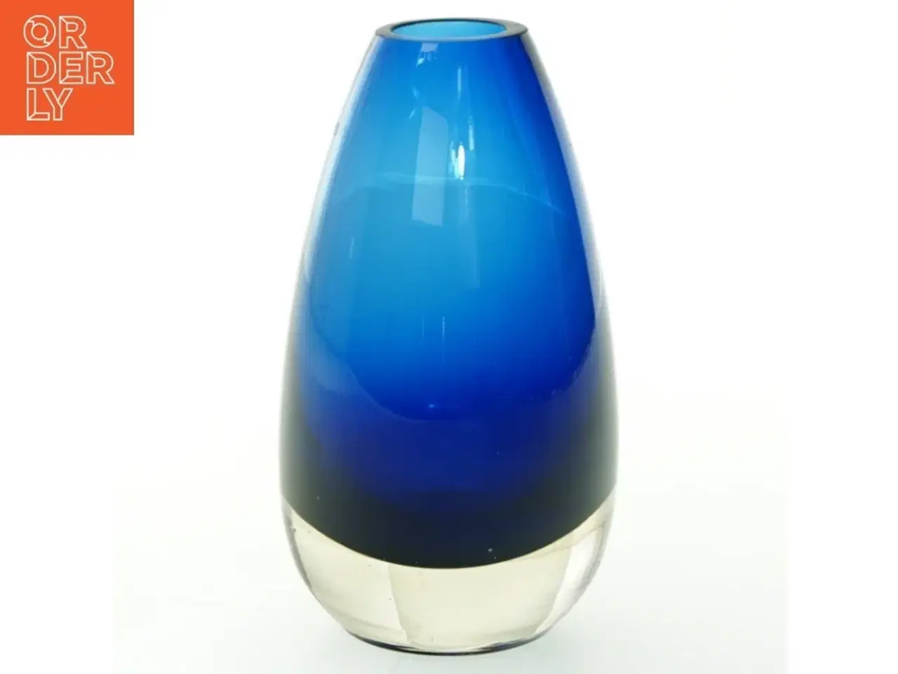 Billede 1 - Blå glasvase (str. 16 cm)