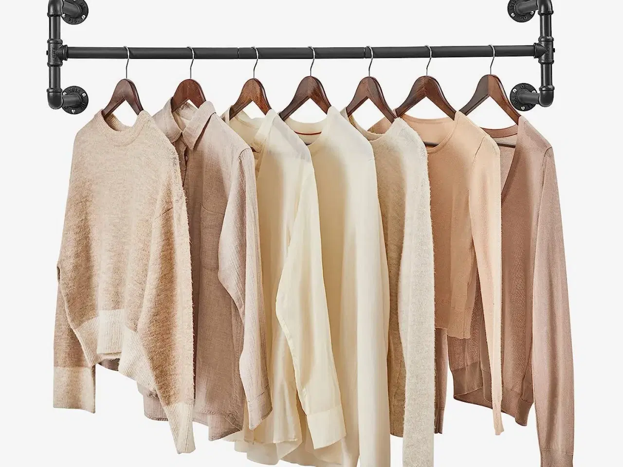 Billede 5 - Tøjstativ til væg sæt á 2, industriel rørstang, pladsbesparende, 110 × 30 × 29,3 cm, max 60 kg pr. stativ, sort HSR64BK-02