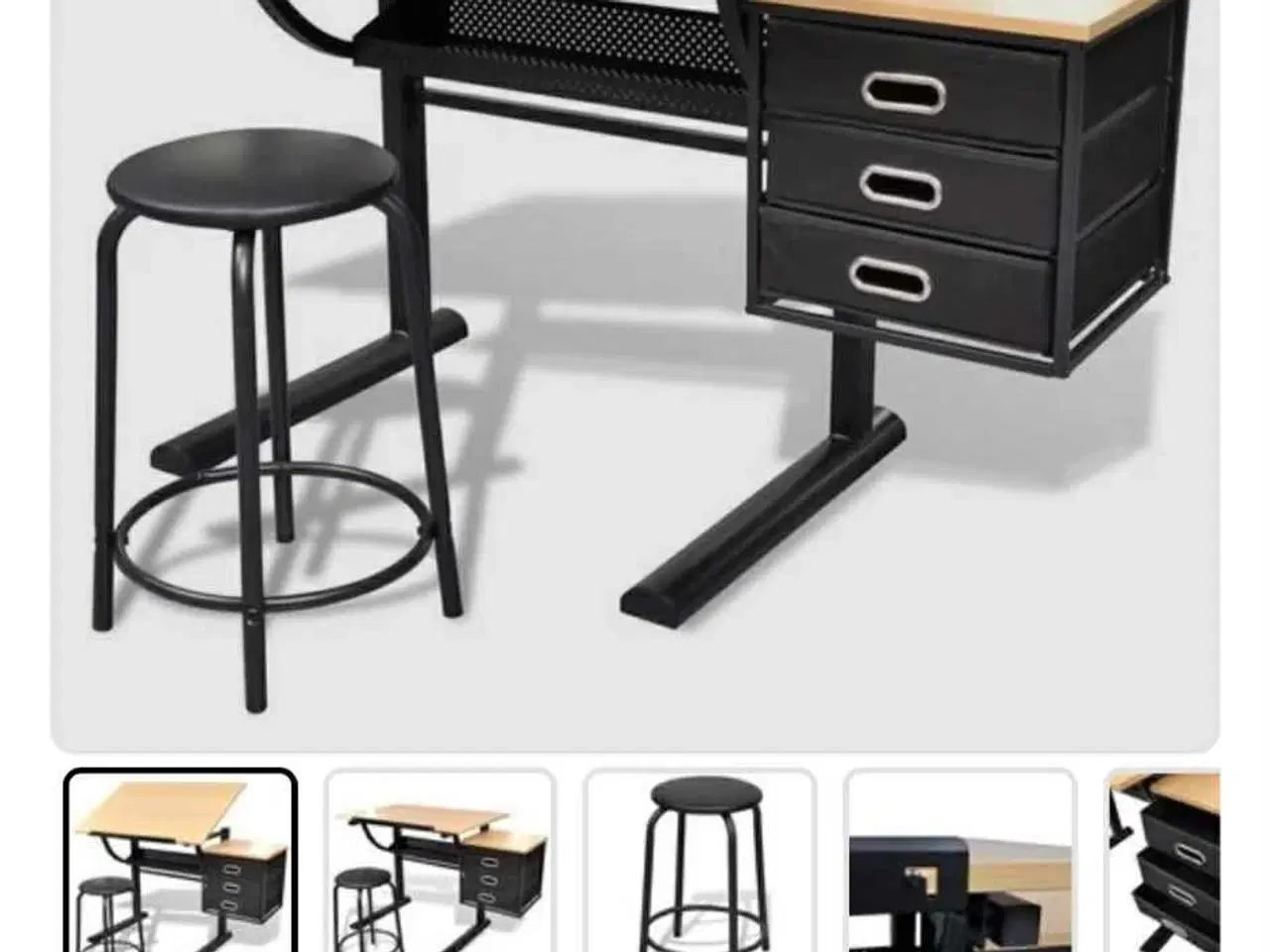 Billede 3 - Tegnebord med vipbar bordplade + tilbehør sælges