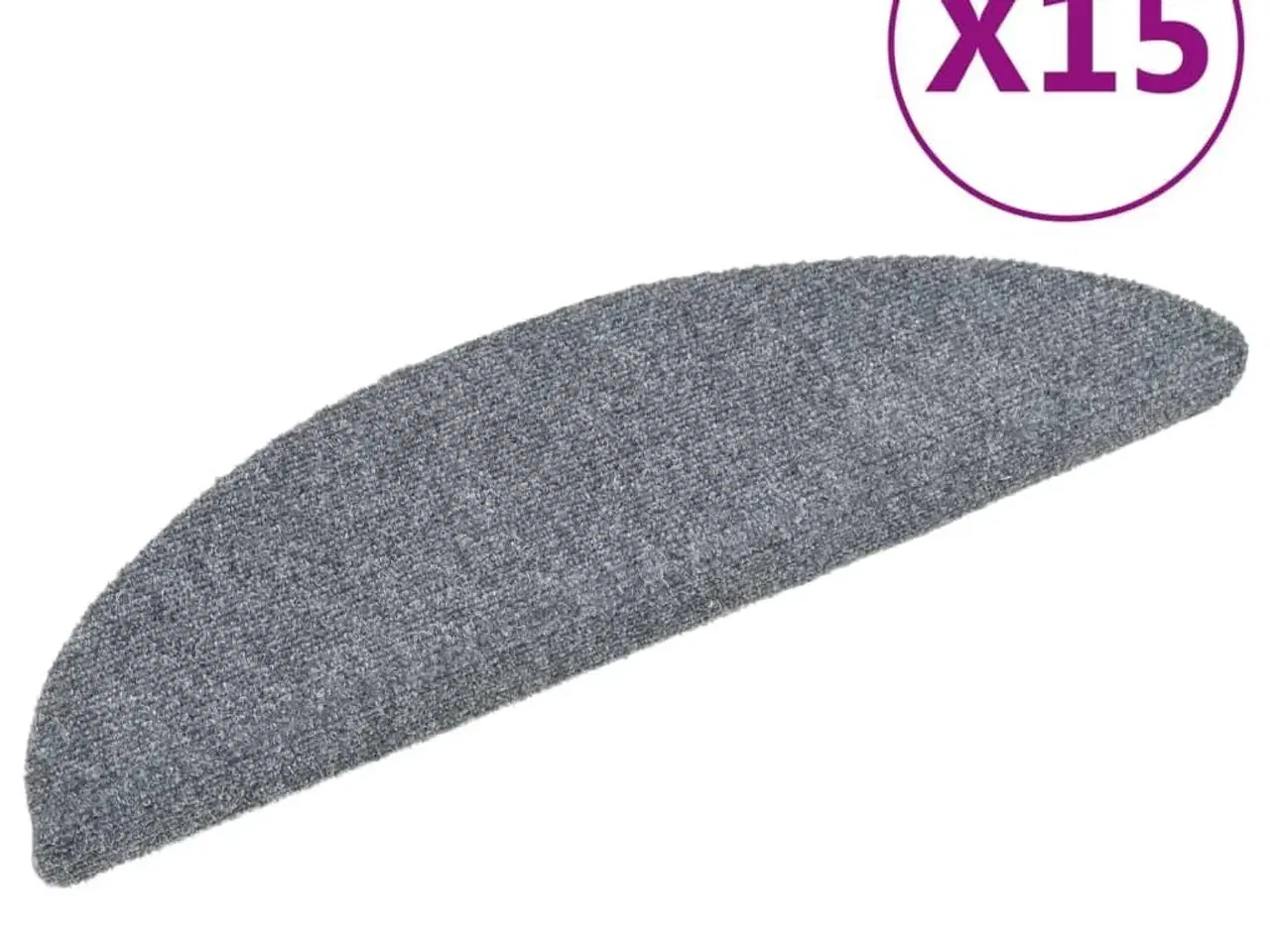 Billede 2 - Trappemåtter selvklæbende 15 stk. 56x17x3 cm lysegrå halvrunde