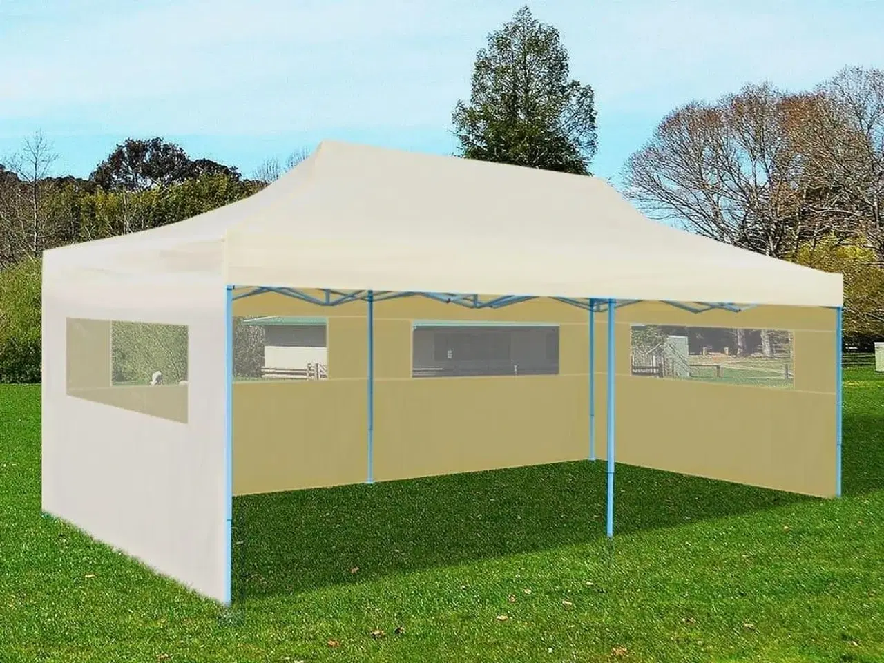 Billede 1 - Foldbart pop up-festtelt 3 x 6 m cremefarvet