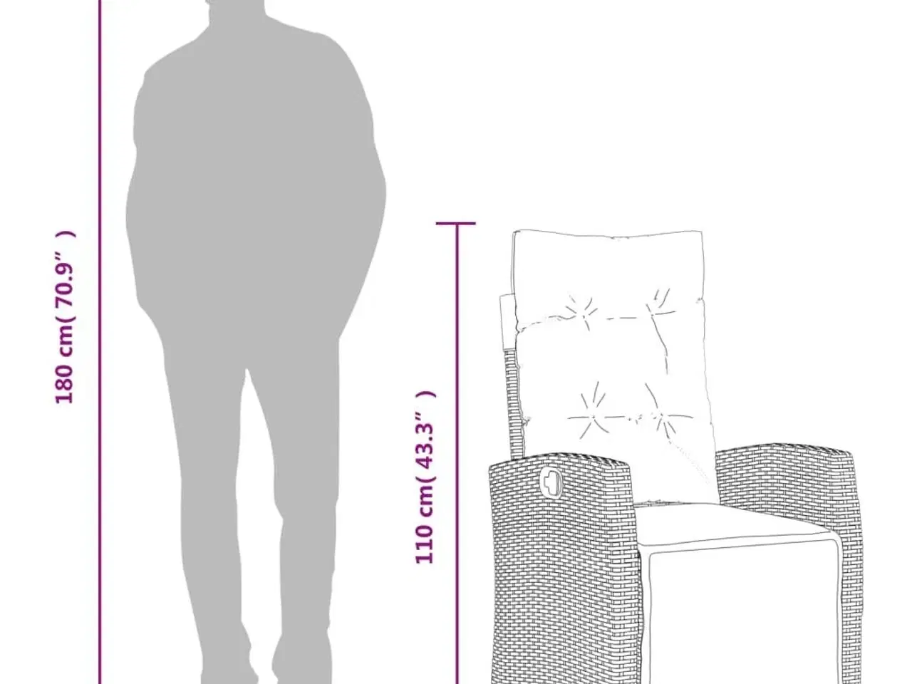 Billede 11 - Havestol med justerbart ryglæn og fodstøtte polyrattan sort