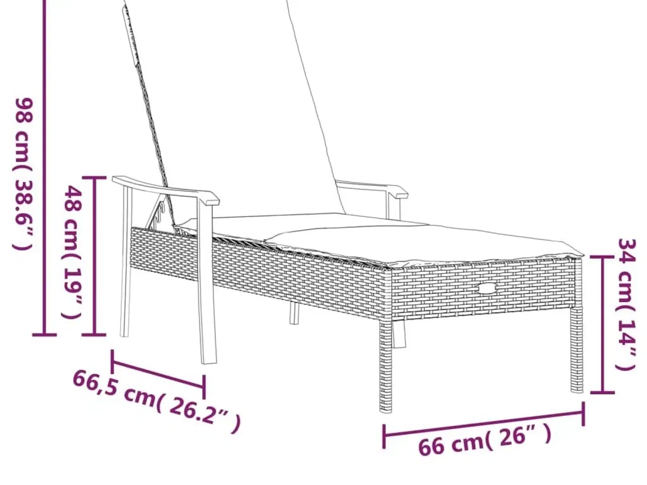 Billede 9 - Liggestol med hynde polyrattan grå