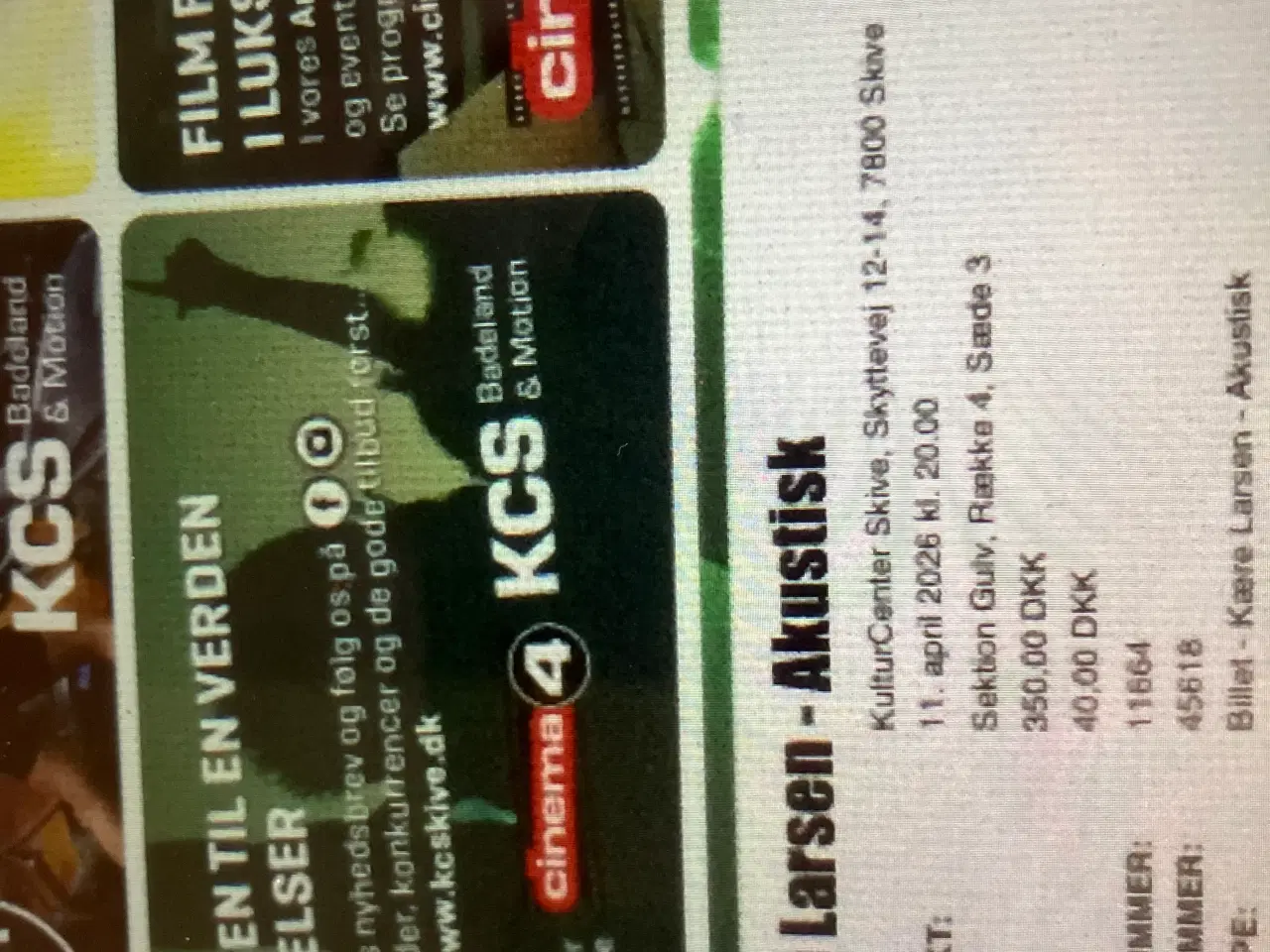 Billede 3 - Koncert Kære Larsen 2 stk billetter  d11/4  Skive