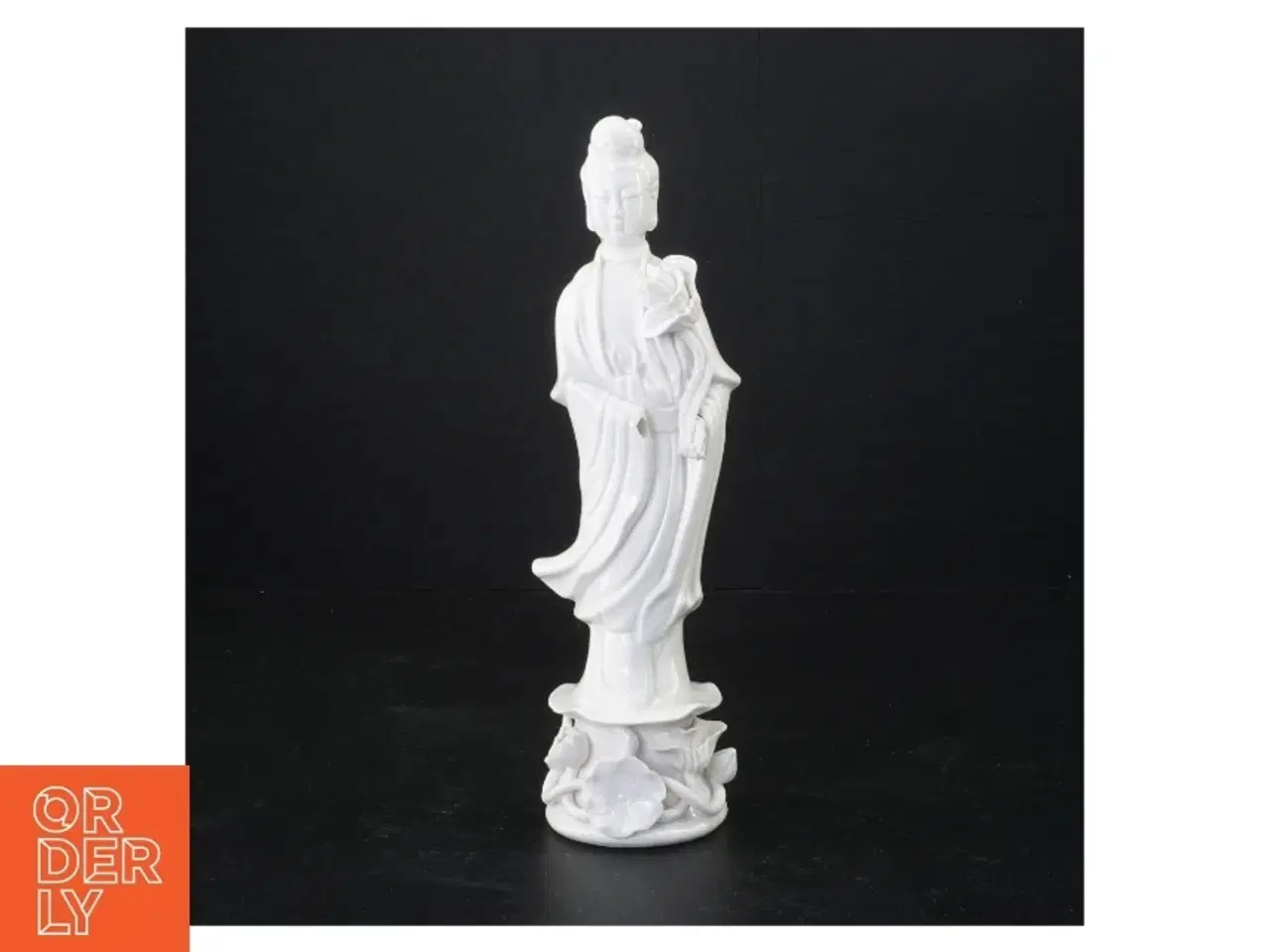 Billede 1 - Hvid porcelænsfigur af Guanyin (str. 24 x 6 cm)