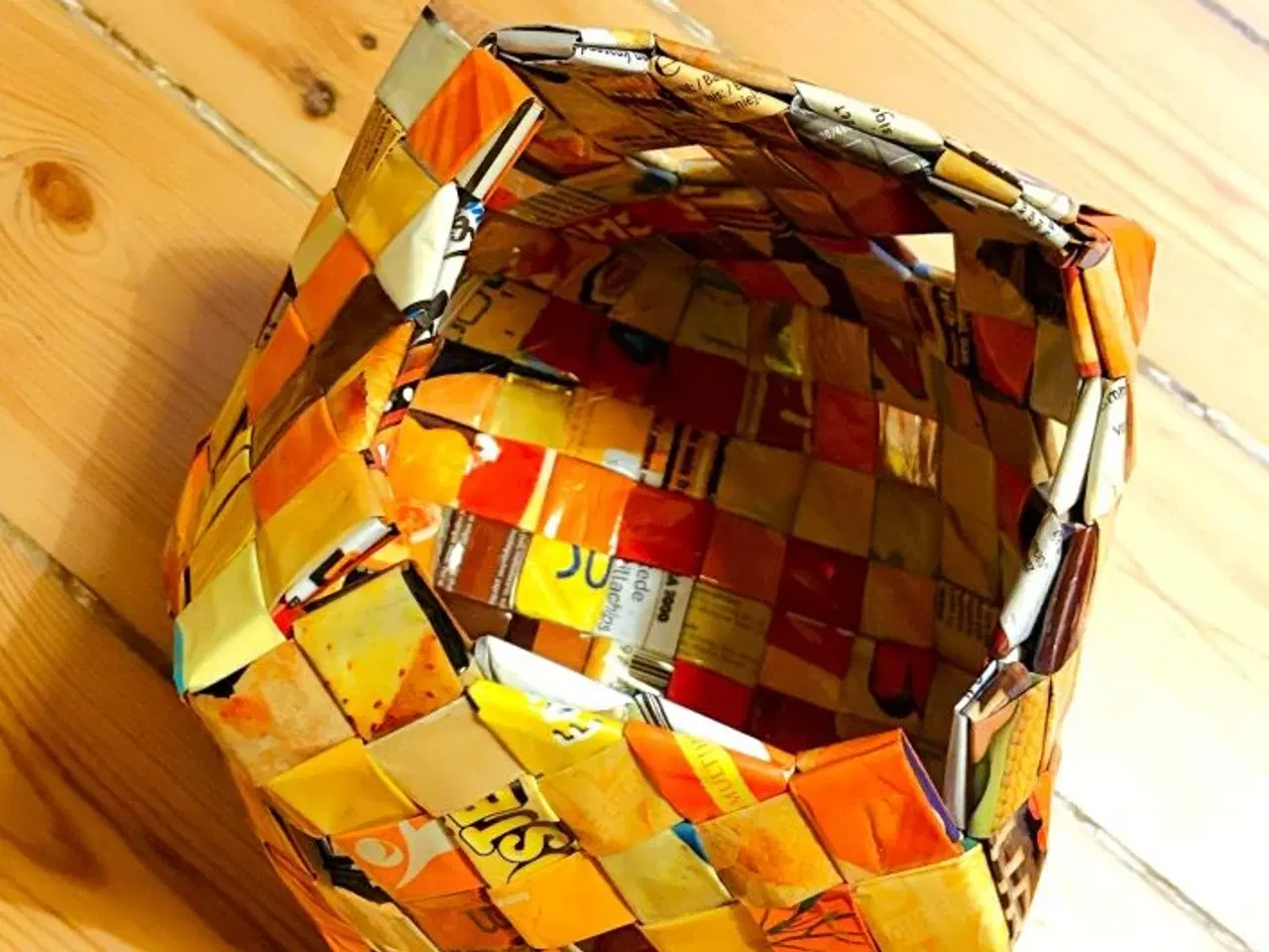 Billede 3 - Strikkekurv i orange nuancer - unika