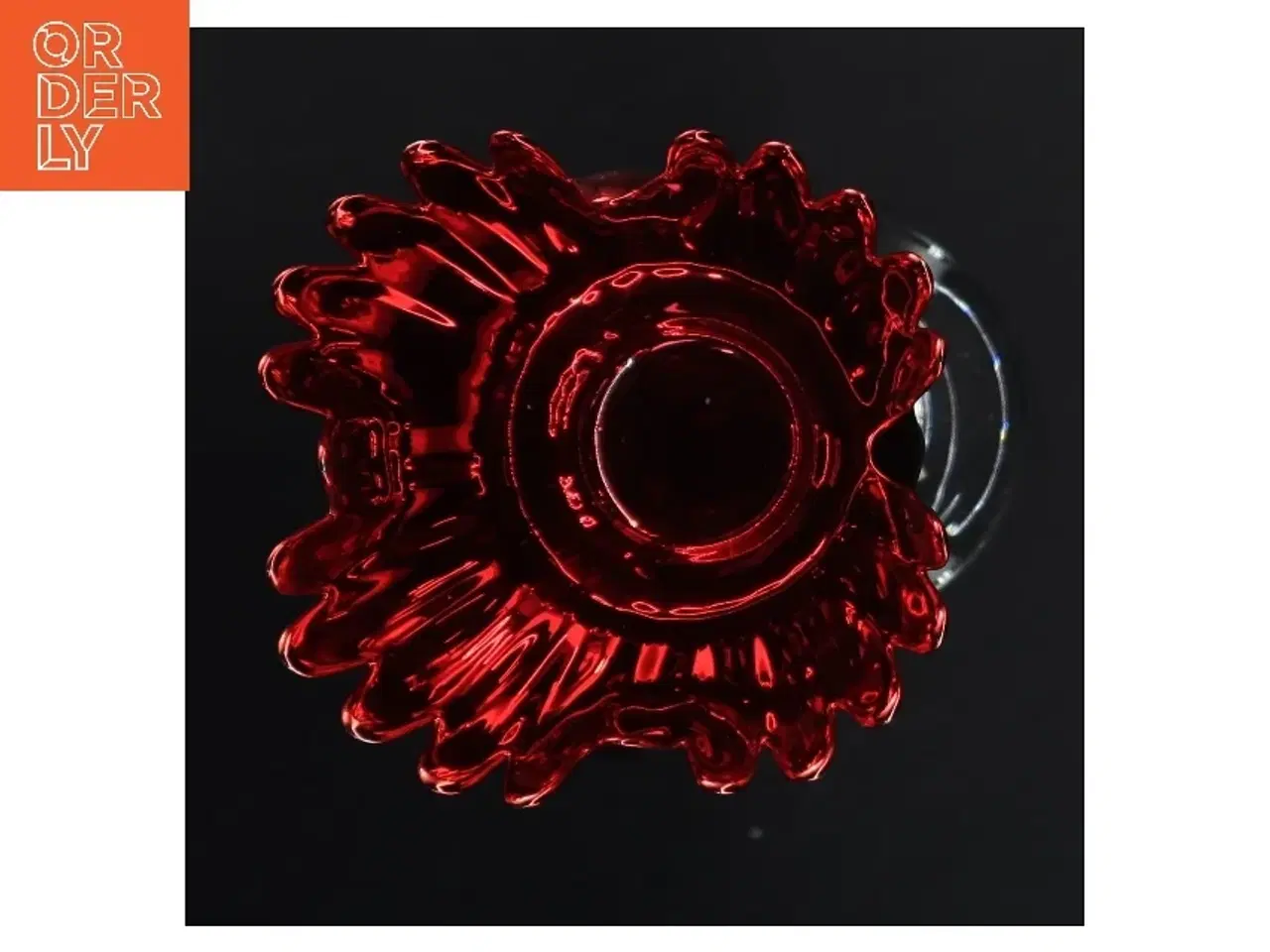 Billede 2 - Dekorativ lysestage i glas med rød top fra Krifon (str. 11x20 cm)