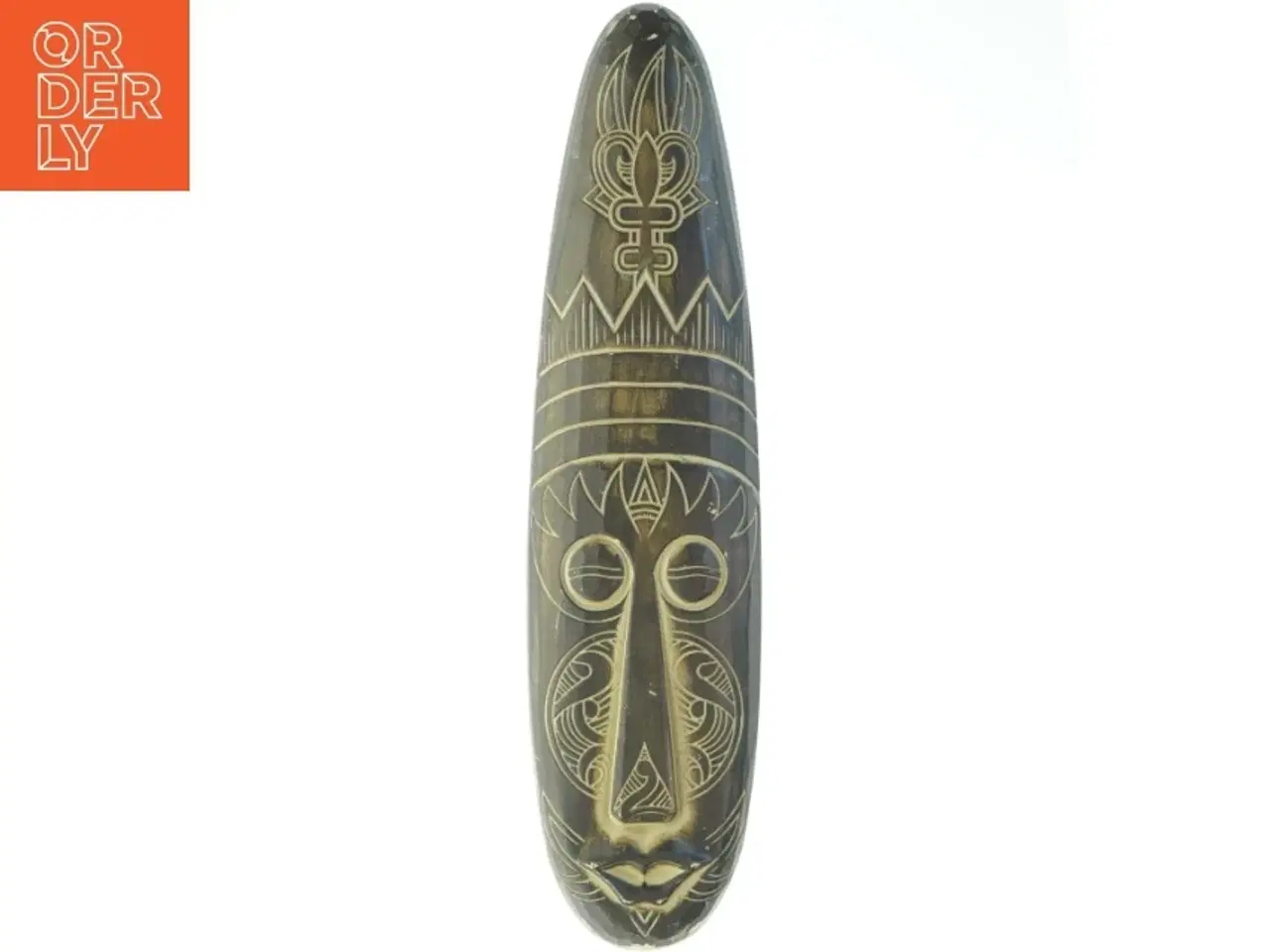 Billede 1 - Træskulptur med tribal-motiver (str. 48,5x12 cm)