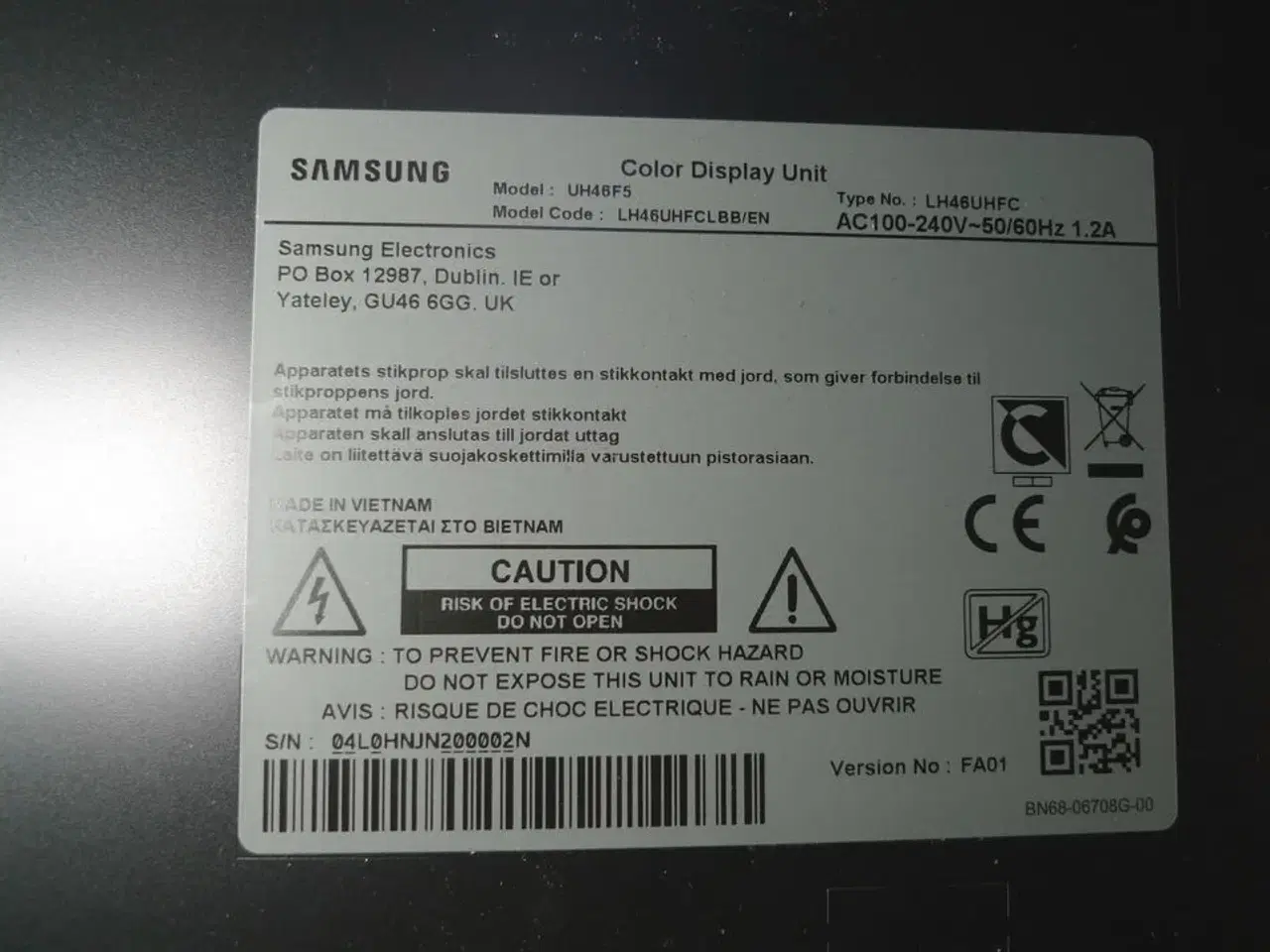 Billede 5 - Prof. Monitor 46" Samsung UH46F5, HDMI, DVI, RJ45 m.m.