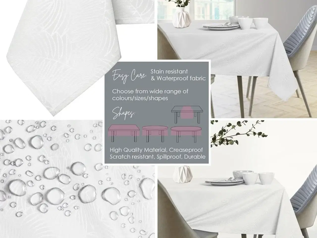 Billede 7 - Dug hvid 140x340 – AmeliaHome Gaia, præget bladmønster