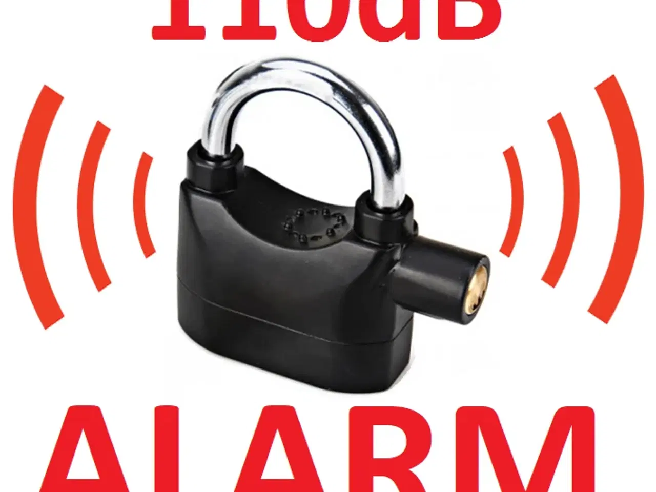 Billede 1 - NY! Hængelås med 110dB ALARM Padlock