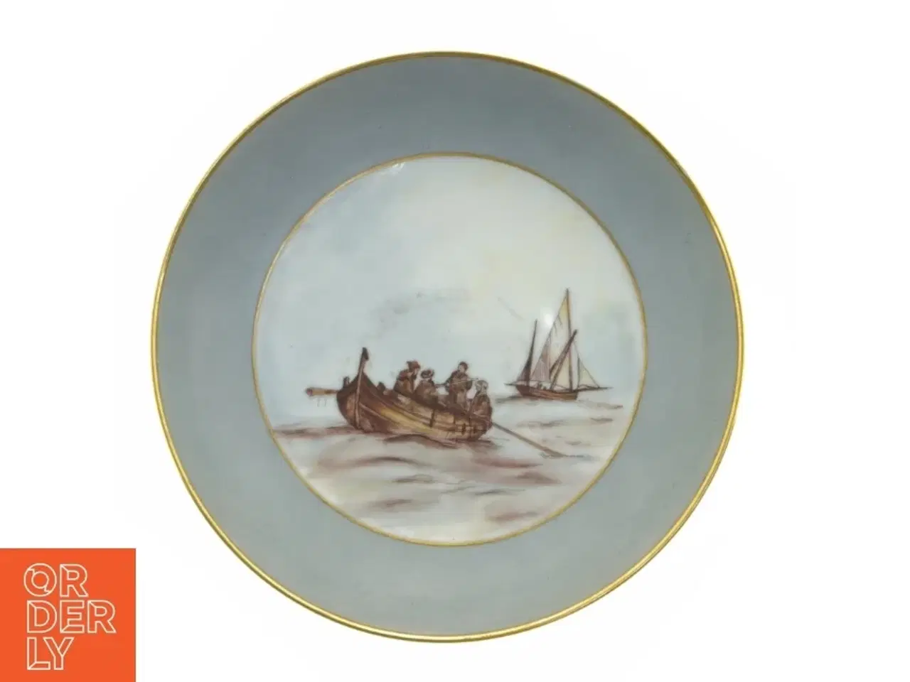 Billede 1 - Porcelæns fad med håndmalet maritimt motiv fra B&G (str. 21 x 4 cm)