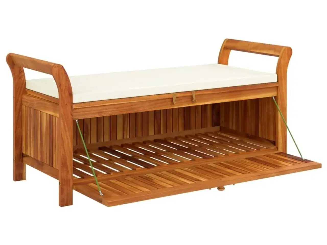 Billede 4 - Opbevaringsbænk med hynde 126 cm massivt akacietræ